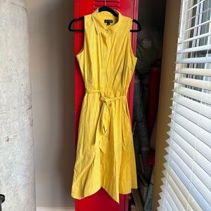 Tahari Yellow Striped Midi Dress
